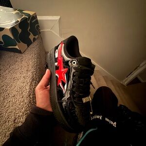 Black and Red bapesta Sneakers